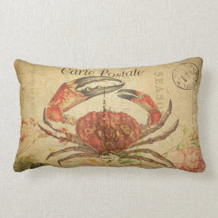 Rectangle Carte lombaire Postale de coussin de crabe vintage