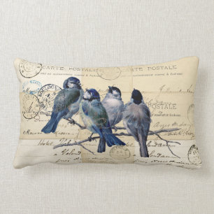 Rectangle Carte postale française Bluebirds Coussin