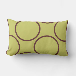 Rectangle cercles marron sur coussin moderne gris vert