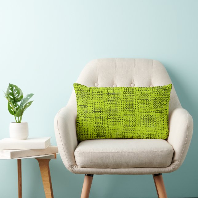 Rectangle Chartreuse Tweed Lumbar Coussin (Chaise)
