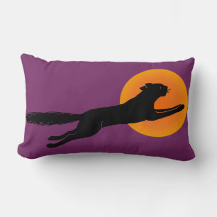 Rectangle Chat noir volant au-dessus du Coussin rétro de la
