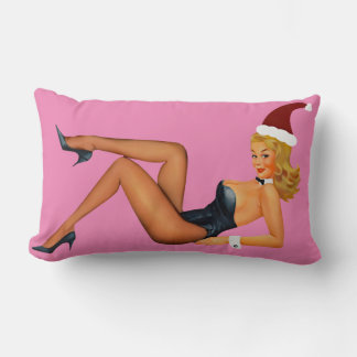RECTANGLE CHAUD RETRO PINUP FILLE CHRISTMAS LUMBAR COUSSIN