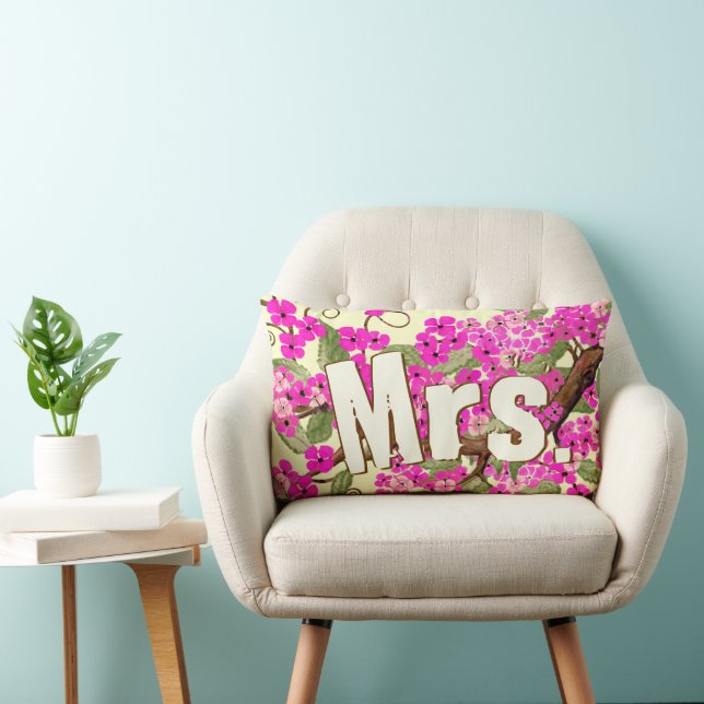 Rectangle Cherry Blossom Yellow Pink Coussin de Mme Bride (Chaise)