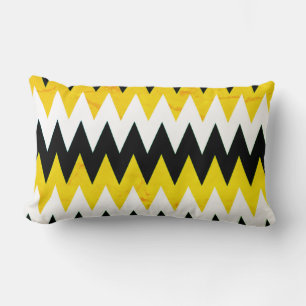 Rectangle Chevron noir jaune et blanc Imprimer Coussin Lumba