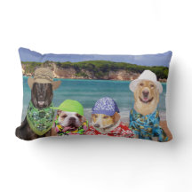 Chiens sur le coussin de plage