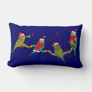 Rectangle Christmas Budgie Frenzy Coussin (Marine)
