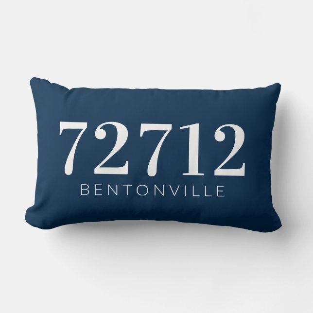 Rectangle Code zip personnalisé Coussin de ville White Navy (Recto)