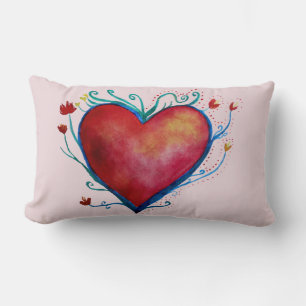 Rectangle Coeur Polyester Jeu d'oreiller, Lumbar Coussin