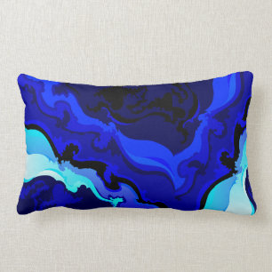 Rectangle Conception de coussin de remous de vague de bleu