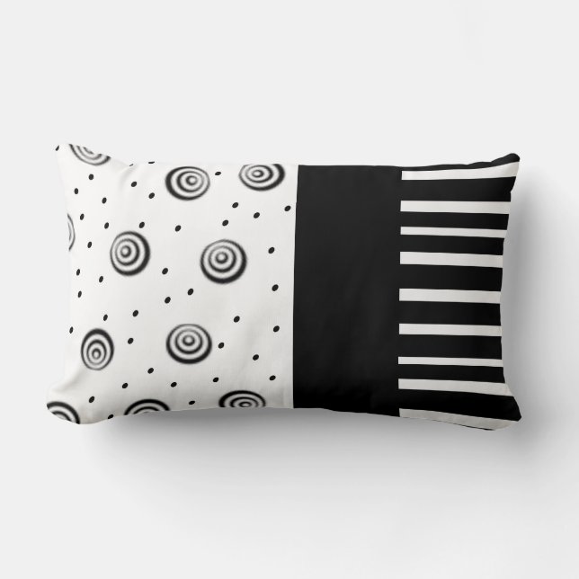 Rectangle cool noir et blanc coussin moderne chic (Recto)