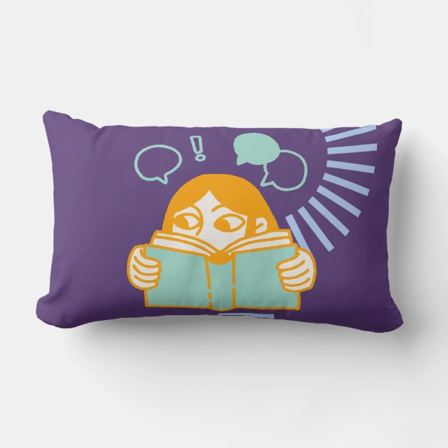 Rectangle Coussin - 13" x 21" violet avec illustrations (Recto)