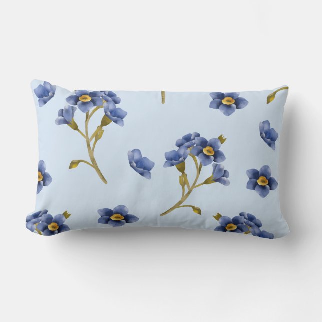 Rectangle Coussin à fleurs bleues (Recto)