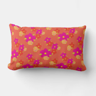 Rectangle Coussin à fleurs orange