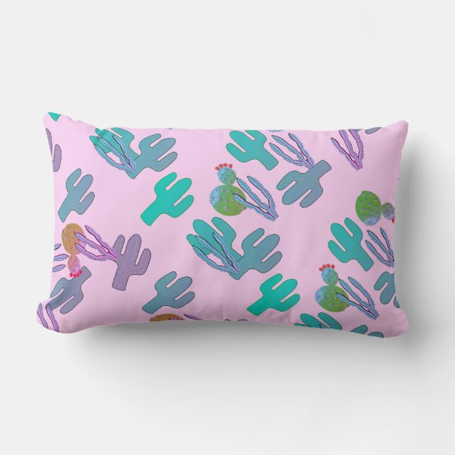 Rectangle Coussin à motif de cactus vert funky (Recto)