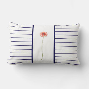 Rectangle Coussin à rayures avec fleurs de gerbera rouge pâl