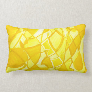 Rectangle Coussin abstrait jaune citron ensoleillé d'art