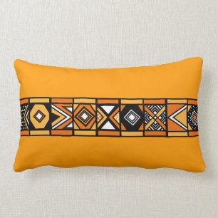 Rectangle Coussin africain d'art de jaune orange