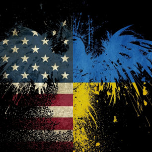 Rectangle Coussin américain des drapeaux d'aigle ukrainien