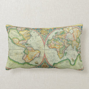 Rectangle Coussin antique de carte du monde