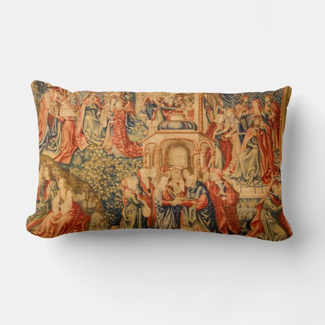 Rectangle Coussin antique de regard de tapisserie (Recto)