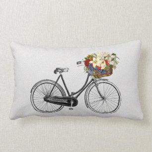 Rectangle Coussin assez chic de décor de vélo de fleur de