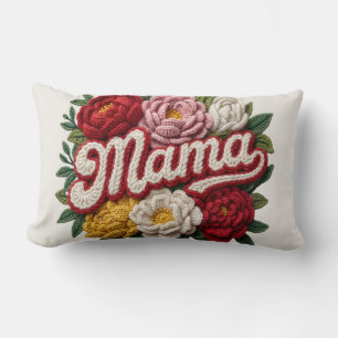 Rectangle Coussin au crochet floral "Maman" – Fête des Mères