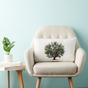 Rectangle Coussin avec olivier sur arrière - plan blanc clai