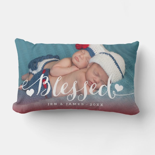 Rectangle Coussin béni de photo de Valentines de naissance (Recto)