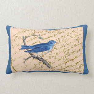 Rectangle Coussin bleu d'oiseau