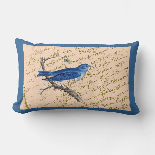 Rectangle Coussin bleu d'oiseau (Recto)