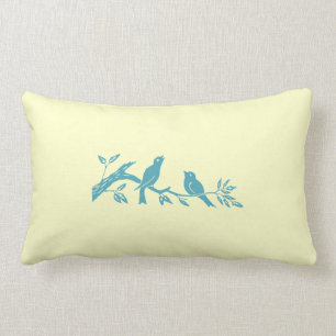 Rectangle Coussin bleu d'oiseaux