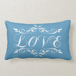 Rectangle Coussin bleu vintage de mariage d'AMOUR
