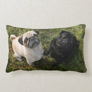 Rectangle Coussin Carlin personnalisé, Carlins noir et blanc
