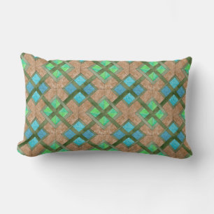 Rectangle Coussin - Carrés entrelacés sur Brown