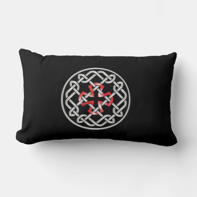 Rectangle Coussin Celtic Knot Red Metallic Lumbar (Recto)