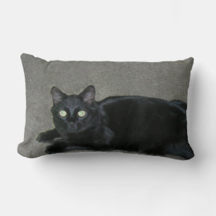 Rectangle coussin - Chat noir sur tapis