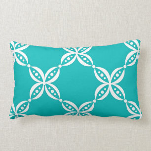 RECTANGLE COUSSIN CHIC _134 TURQUOISE/FLORAL BLANC