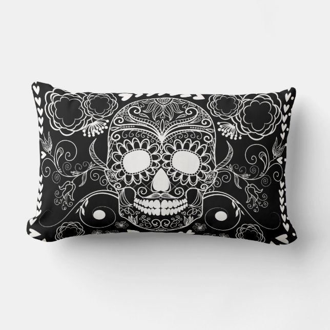 Rectangle Coussin crâne noir et blanc (Recto)
