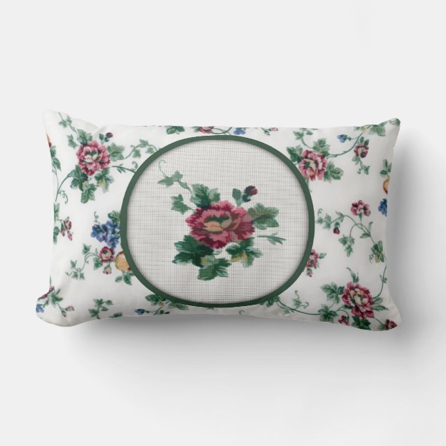 Rectangle Coussin croisé rose de point (Recto)