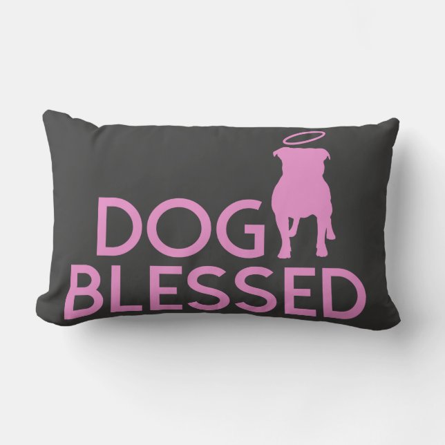 Rectangle Coussin d'accent d'ange de pitbull béni "par (Recto)