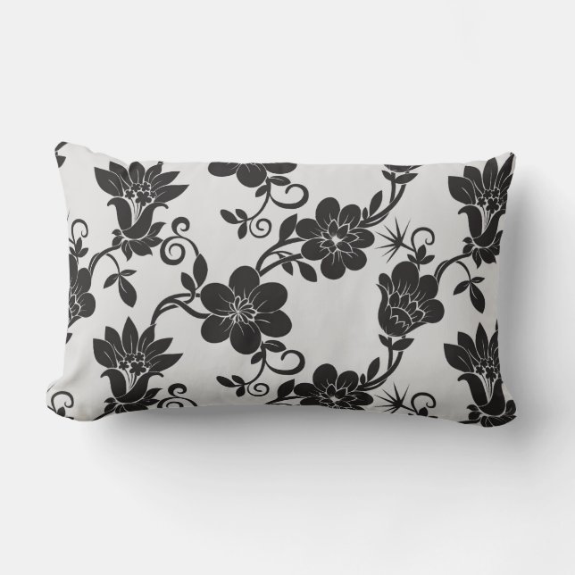 Rectangle Coussin d'accentuation - Fleurs noires Coussin Lum (Recto)