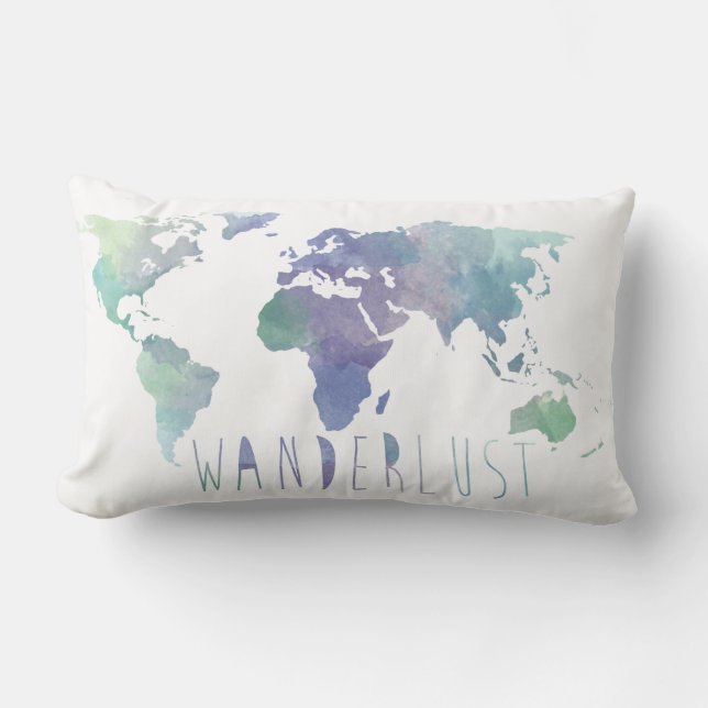 Rectangle Coussin d'aquarelle d'envie de voyager (Recto)