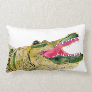Rectangle Coussin d'art de coupe d'aquarelle d'alligator