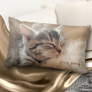 Rectangle Coussin d'art raffiné Furry Purry Kitty