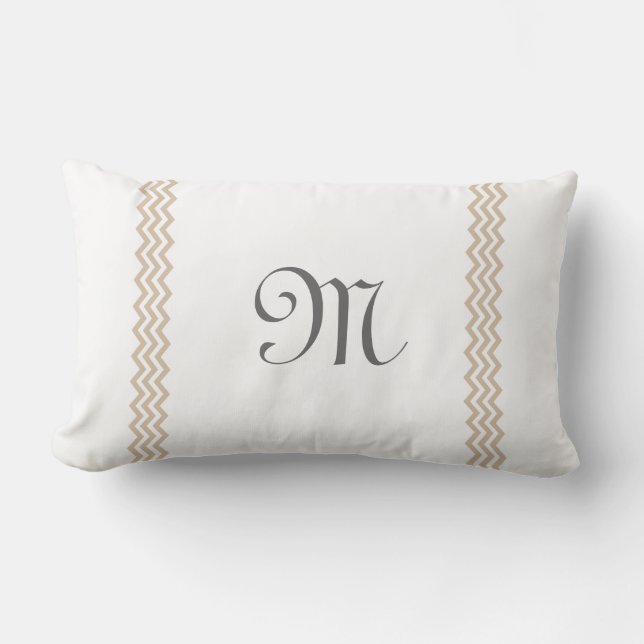 Rectangle Coussin de Chevron de sable de monogramme (Recto)