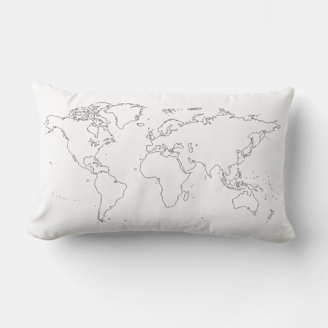 Rectangle Coussin de coton de carte du monde (Recto)
