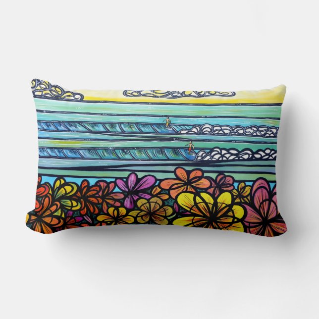 Rectangle Coussin de coton de surf de flower power (Recto)