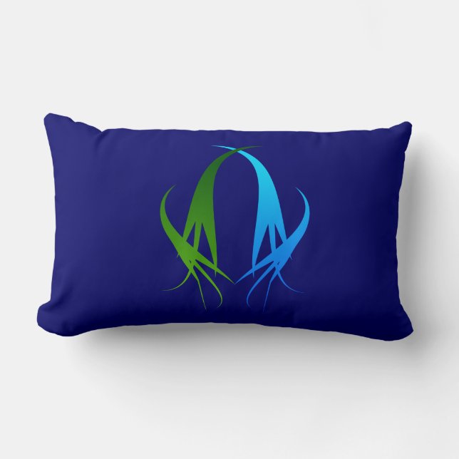 Rectangle Coussin de  de tourbillons bleus et verts (Recto)
