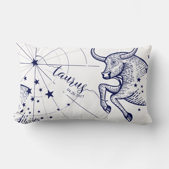 Rectangle Coussin de Décor d'astrologie de marine et d'or de (Recto)