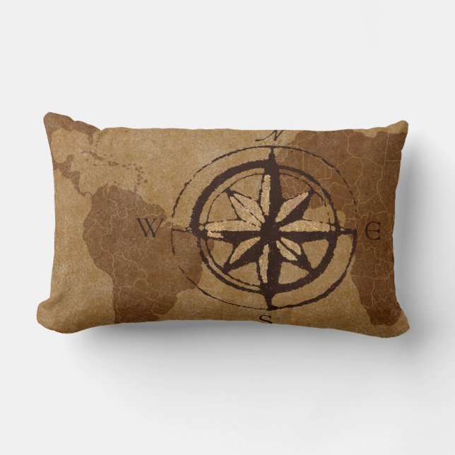 Rectangle Coussin de décor de carte de Vieux Monde (Recto)